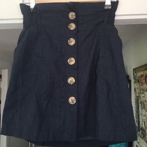Navy blue linen skirt with very cute bottom.